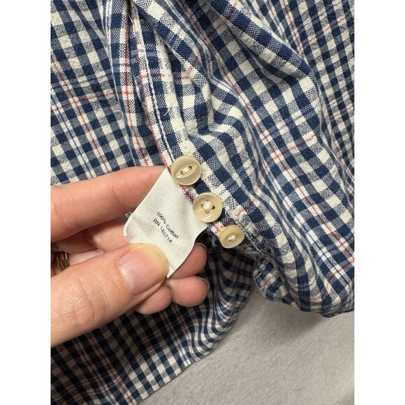 Alex Mill Men’s XL Blue Cream Plaid Flannel Button Down Shirt 100% Cotton - Picture 3 of 5